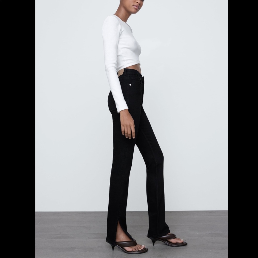 Zara split skinny hi rise jeans